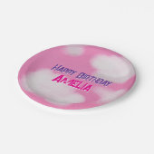 ピンクの空とフワフワの雲の誕生日 ペーパープレート (アングル)