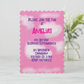 ピンクの空とフワフワの雲の誕生日 招待状 (スタンド正面)