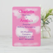 ピンクの空とフワフワの雲の誕生日 招待状 (スタンド正面)