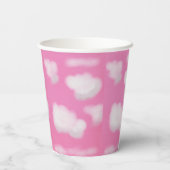 ピンクの空とフワフワの雲の誕生日 紙コップ (裏面)