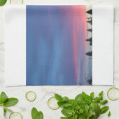 ピンクの空の台所タオル キッチンタオル (折り畳み)