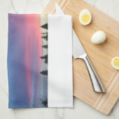 ピンクの空の台所タオル キッチンタオル (四つ折り)