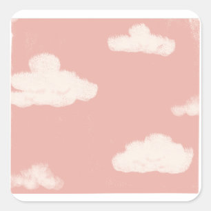ピンクの空ふわふわ雲 スクエアシール