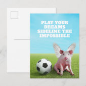 ピンクの空飛ぶ豚 サッカーのおもしろい名言 ポストカード (正面/裏面)