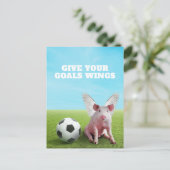 ピンクの空飛ぶ豚 サッカー 楽しい名言 ポストカード (スタンド正面)