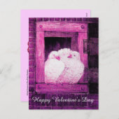 ピンクの窓バレンタインデーに白い鳩 シーズンポストカード (正面/裏面)