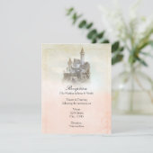 ピンクの童話のお城のウェディングパーティー エンクロージャーカード (スタンド正面)