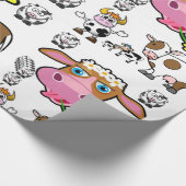 ピンクの笑い牛の包装紙誕生日 ラッピングペーパー (角)