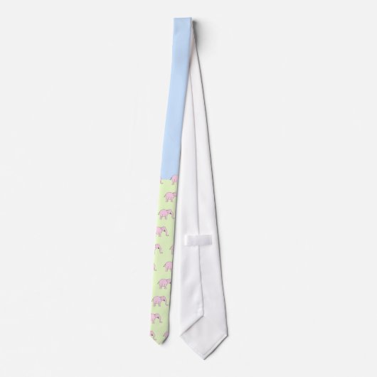 ピンクの笑うゾウ ネクタイ (裏面)