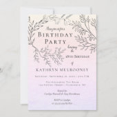 ピンクの第18誕生会の可憐な花の輪郭 招待状 (正面)