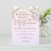 ピンクの第18誕生会の可憐な花の輪郭 招待状 (スタンド正面)