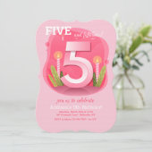 ピンクの第5誕生日 招待状 (スタンド正面)