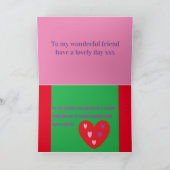 ピンクの箱にリボンが付いたロマンチックなメッセージ詩 カード (内部)