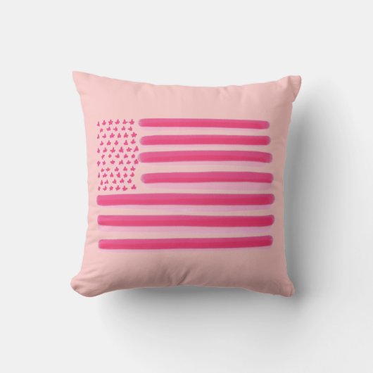 ピンクの米国旗の星のストライブ柄の装飾的な枕 クッション (正面)