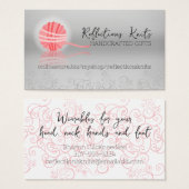 ピンクの糸反射編み物クロチェットギフトラベル (正面&裏面)