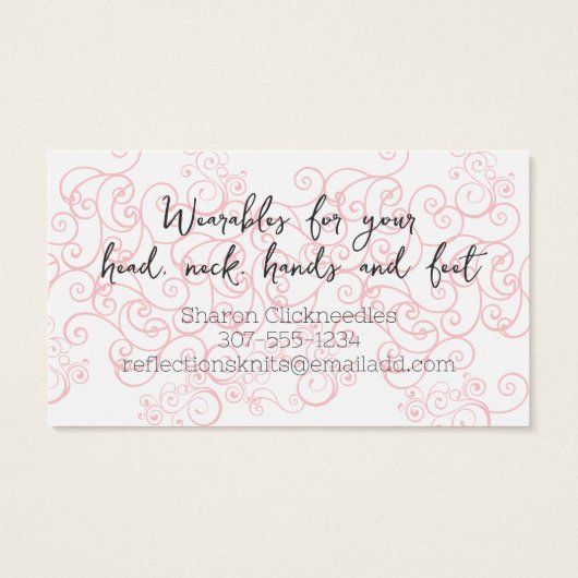 ピンクの糸反射編み物クロチェットギフトラベル (裏面)