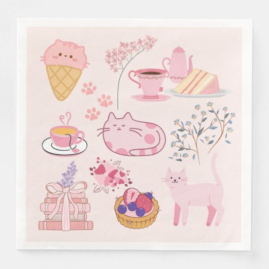 ピンクの紅茶と猫 (正面)