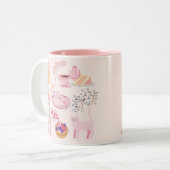 ピンクの紅茶と猫 ツートーンマグカップ (正面左)