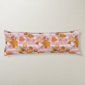 ピンクの紅葉とどんぐりのパターン – 秋 ボディピロー (裏面)