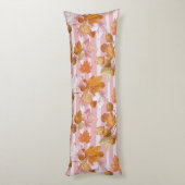 ピンクの紅葉とどんぐりのパターン – 秋 ボディピロー (裏面 (縦))