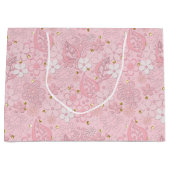 ピンクの紙の花 ラージペーパーバッグ (正面)