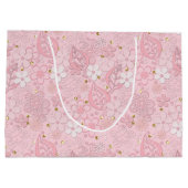 ピンクの紙の花 ラージペーパーバッグ (裏面)