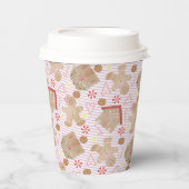 ピンクの紙カップ付きストライプクリスマスCookie 紙コップ (正面)