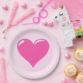 ピンクの紙プレートとハート – カスタマイズ可能 ペーパープレート (パーティー)