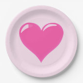 ピンクの紙プレートとハート – カスタマイズ可能 ペーパープレート (正面)
