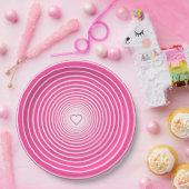 ピンクの紙プレートとハート – 愛 ペーパープレート (パーティー)