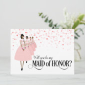 ピンクの紙吹雪は私のメイド・オブ・オーナー(花嫁付き添い人)民族 招待状 (スタンド正面)