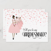 ピンクの紙吹雪は私の花嫁のエスニックになる 招待状 (正面/裏面)