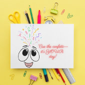 ピンクの紙吹雪カードで子供の誕生日をキュー シーズンカード