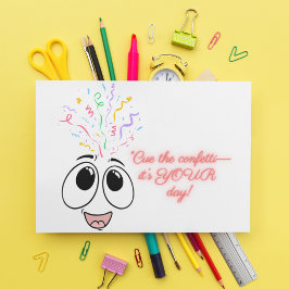 ピンクの紙吹雪カードで子供の誕生日をキュー シーズンカード