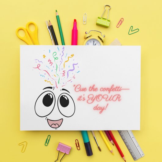 ピンクの紙吹雪カードで子供の誕生日をキュー シーズンカード