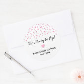 ピンクの紙吹雪ハートの準備が整ったポップ・アートの ラウンドシール (封筒)