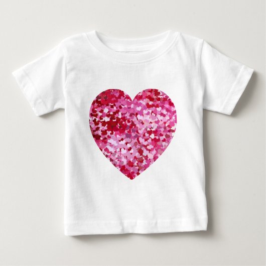 ピンクの紙吹雪ハート ベビーTシャツ (正面)