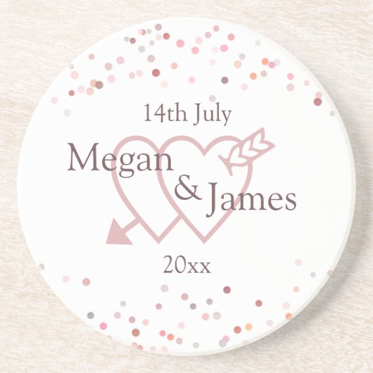 ピンクの紙吹雪円 コースター (正面)