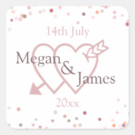 ピンクの紙吹雪円 スクエアシール