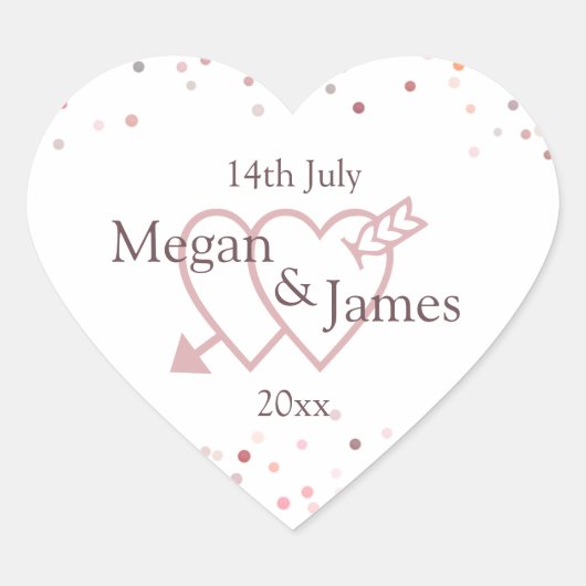 ピンクの紙吹雪円 ハートシール (正面)