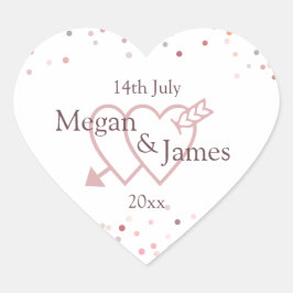 ピンクの紙吹雪円 ハートシール