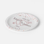 ピンクの紙吹雪円 ペーパープレート (アングル)