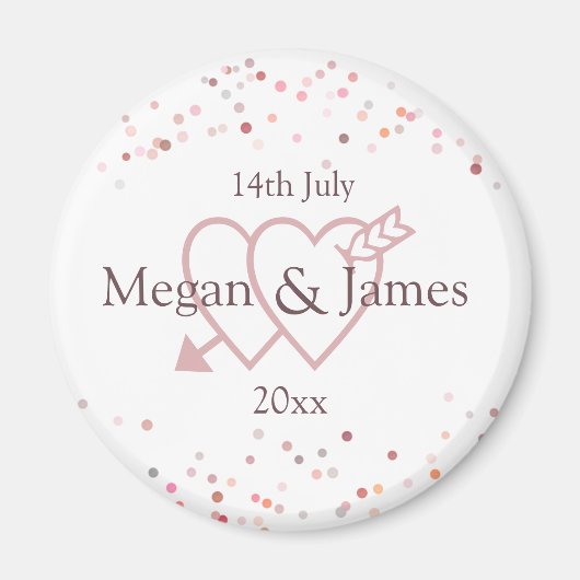 ピンクの紙吹雪円 マグネット (正面)