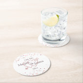 ピンクの紙吹雪円 ラウンドペーパーコースター (インサイチュ)