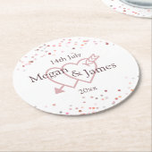 ピンクの紙吹雪円 ラウンドペーパーコースター (アングル)