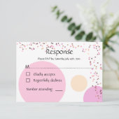 ピンクの紙吹雪結婚円 出欠カード (スタンド正面)