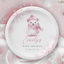 ピンクの紙皿 Baby It’s Cold Outside ペーパープレート