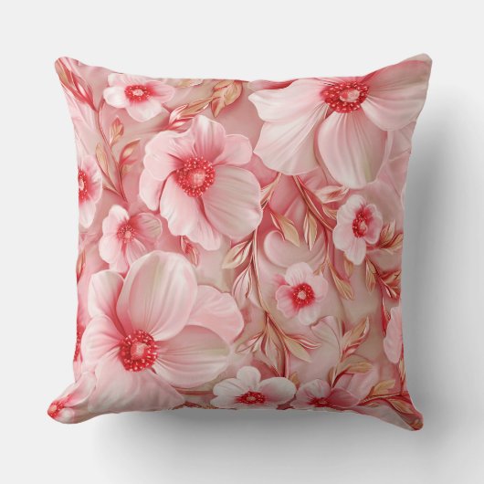 ピンクの素晴らしい大きなフローラ クッション (正面)