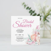 ピンクの素朴なグリーンの洗練されたウェディング ブライダルシャワー 招待状 (スタンド正面)