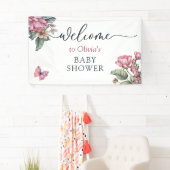 ピンクの素朴なバラフローラへようこそ 横断幕 (インサイチュ)